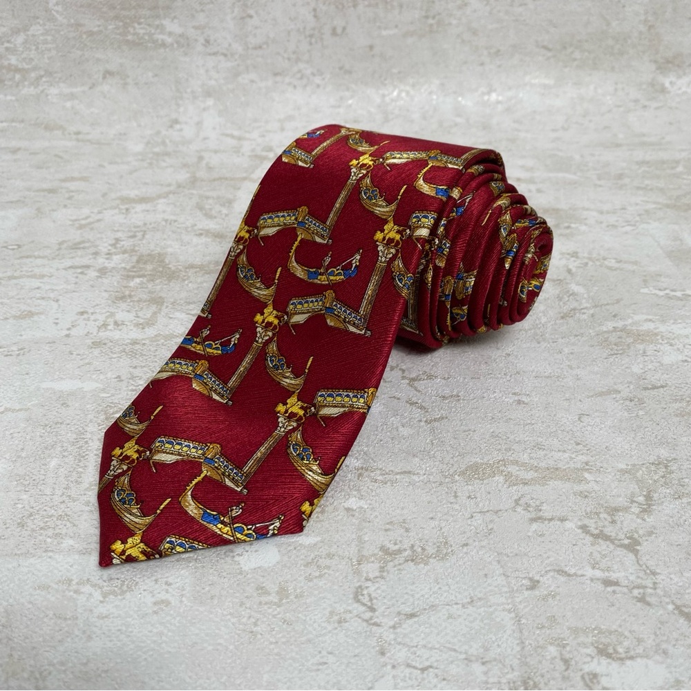 Fabris Venezia Boat Pattern Silk Neck Tie